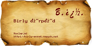 Birly Árpád névjegykártya